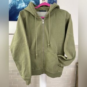 Brandy Melville Green Zip Christy Hoodie